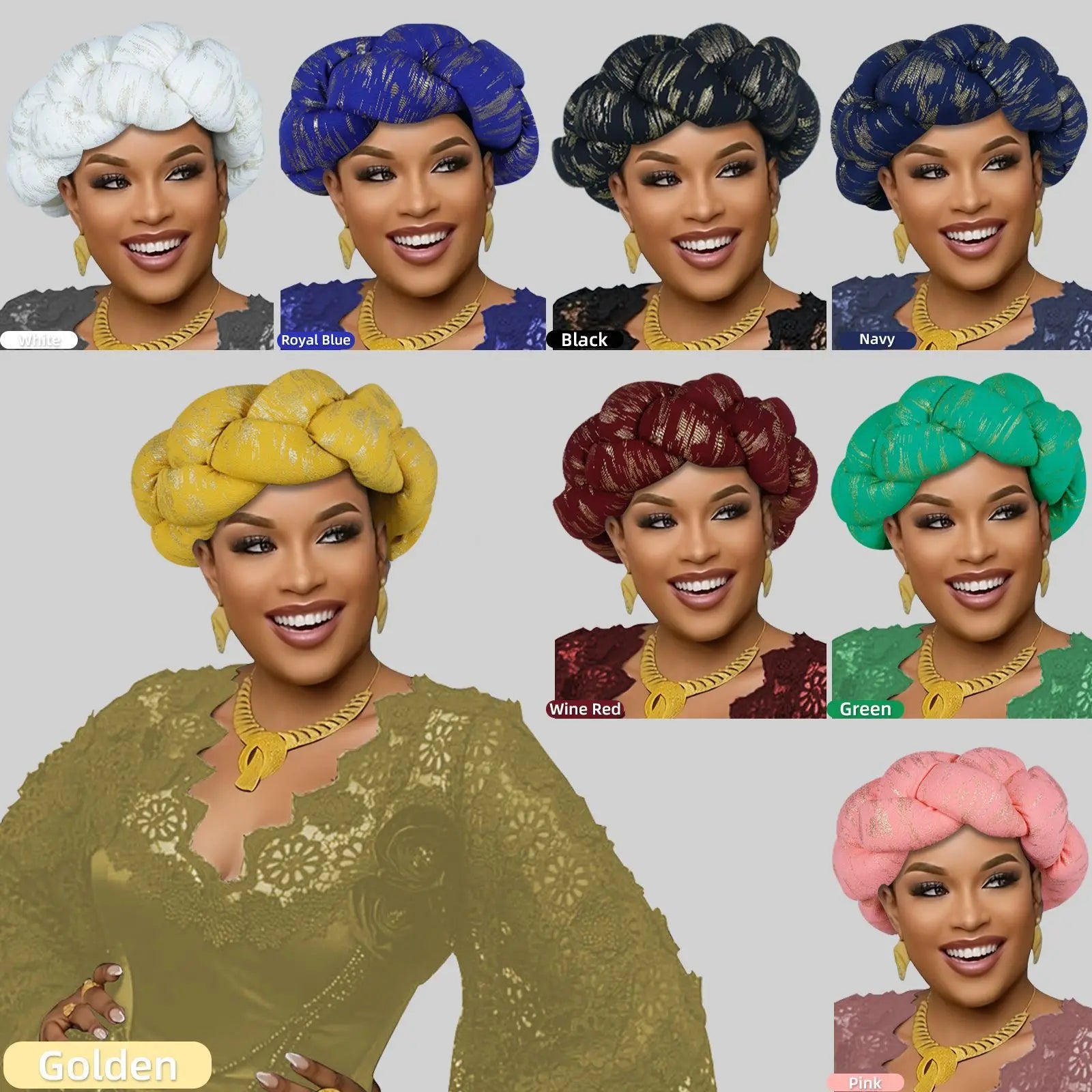 African Auto Gele Headtie Already Made Headties Turban Cap for Women Nigeria Hijab Braid Head Wrap Wedding Party Headpiece