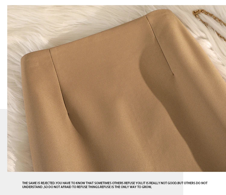 Elegant Office Ladies Work Suit Straight Skirt Women Autumn Winter Korean Fashion High Waist Split Business Midi Long Skirts