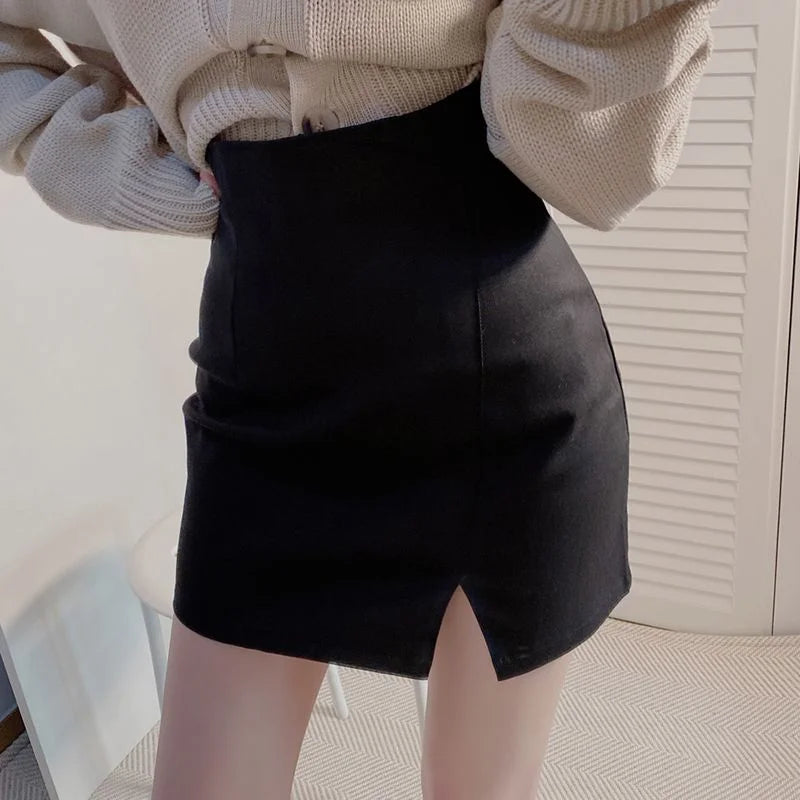 Skirts for Woman with Slit Women's Skirt Chiffon Suit Clothes Mini Short Wrap Tight White Black New In Stylish Luxury Premium V