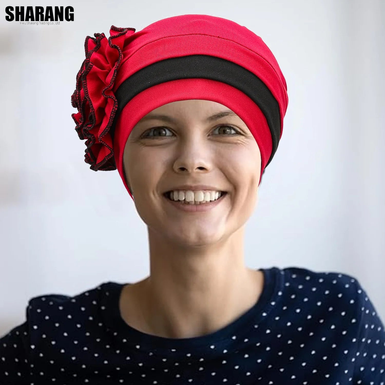 Africa Nigeria Women Wear Directly Hijabs Turban Beanie Hat Wth Flower Chemo Headwear Elastic Head Wrap Cap