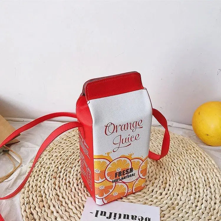 Portable Women Funny Milk Box Shape Shoulder Bag Phone  Crossbody Pouch Female Crossbody Bag Daily Shoulder Bag Ladies Bags