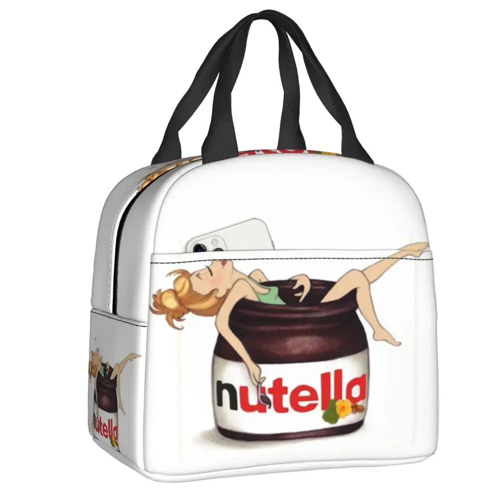 Custom Italy Nutellas Thermal Insulated Lunch Bag Women Portable Lunch Container for Outdoor Picnic Storage Food Box