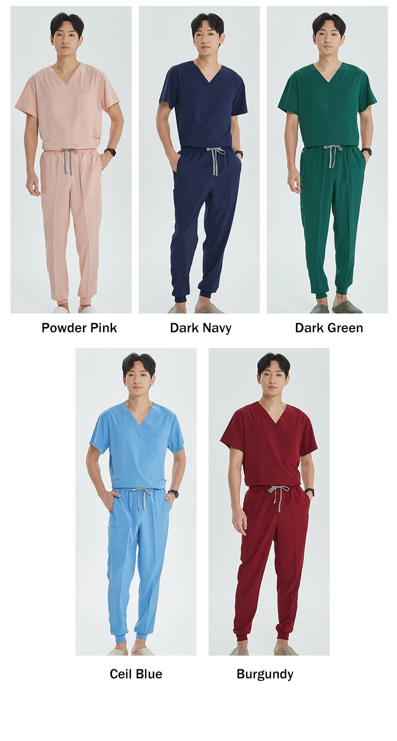 2026 V-neck Medical Nursing Uniforms for Men Short Sleeves Scrubs Surgical Sets Pediatrics Hospital Clothing S21