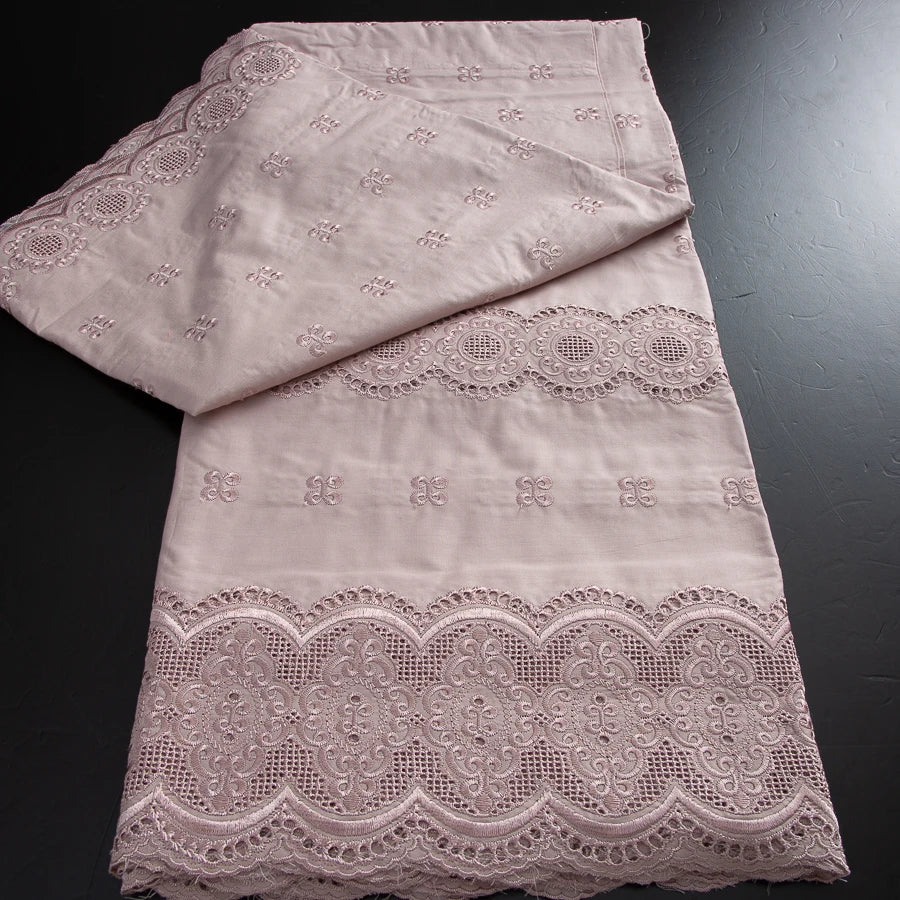 African Dry Cotton Lace Fabric 2025 High Quality 5 Yards Embroidered Men's Nigerian Lace Fabric Elegant Dress for Party A4041
