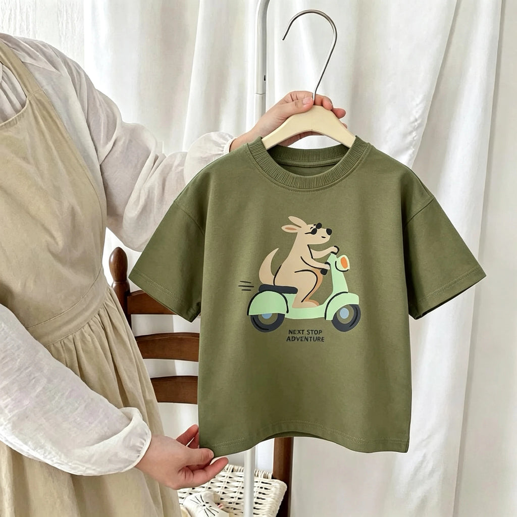 1-7 Age Girl Boy Clothing T-shirt Tops Short-sleeved Round Collar Casual Tshirts Children's Clothes Simple Versatile Kids Tshirt