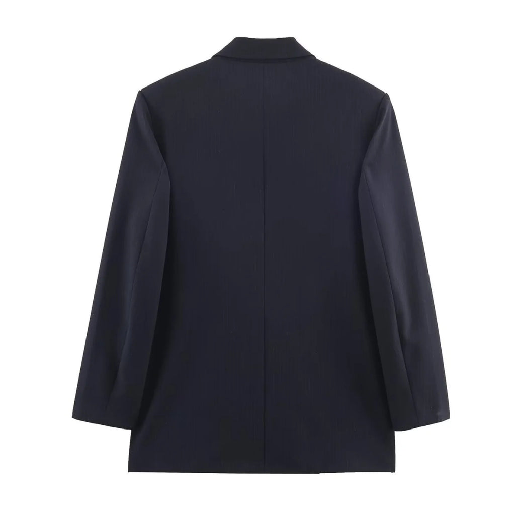 Women Elegant Solid Blazers Female Simple Style Double Breasted Long Sleeved Suit Jackets Casual Office Lady Suit Jackets Tops