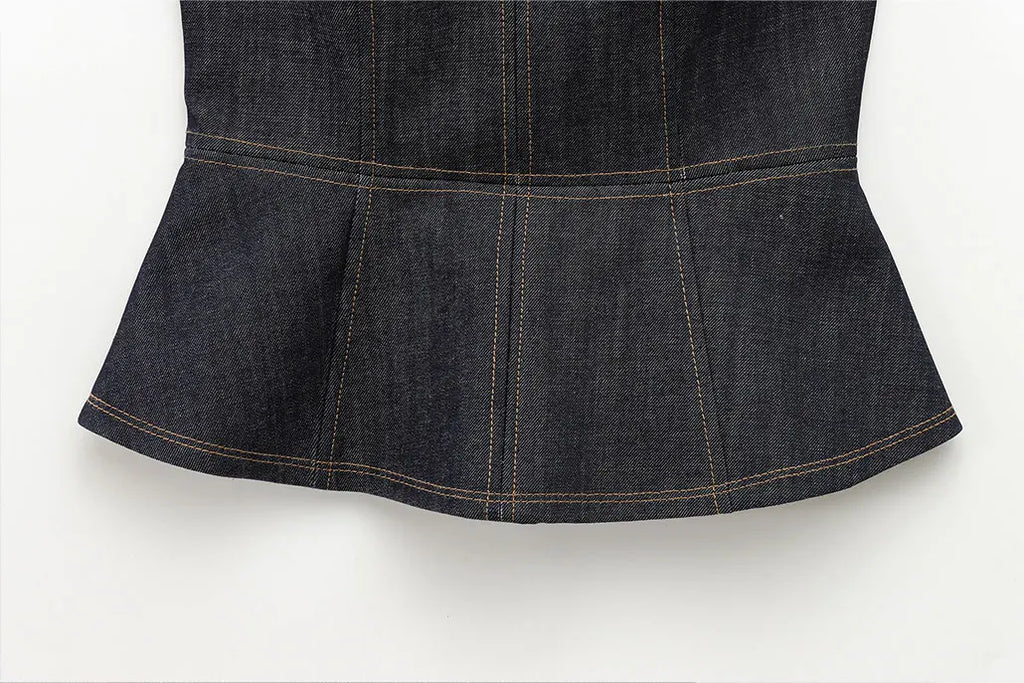 HH Women Denim Blazer Coat Single Breasted Long Sleeve Lapel Suit Jacket With Pockets Female 2025 Spring New Fashion Outwear