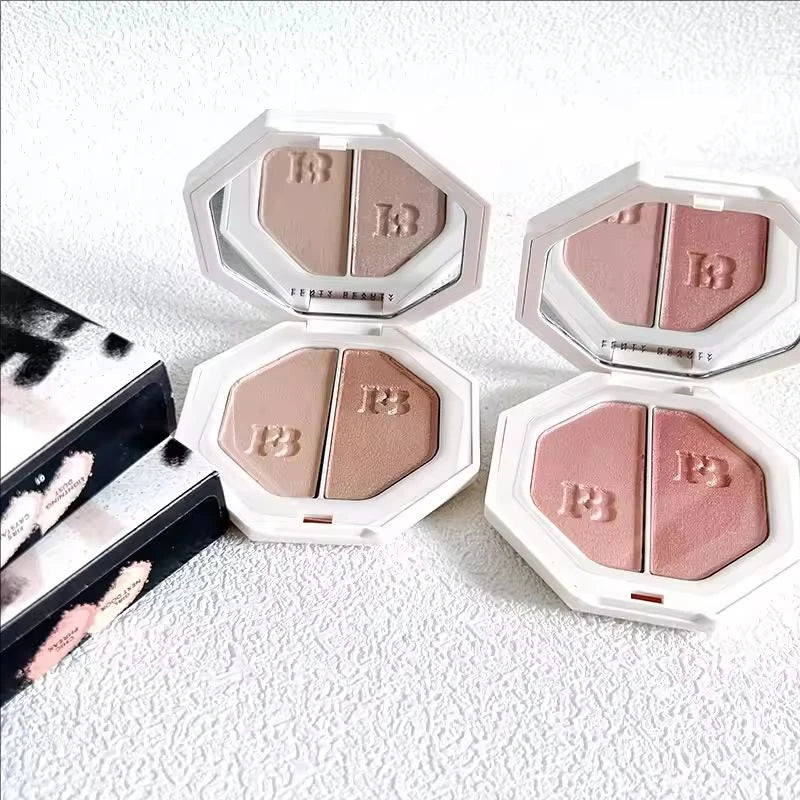 Fenty Beauty Portable Matte Two Color Powder with Fluorescence Perfect Concealer Lasting Natural Makeup Highlight Powder Makeup