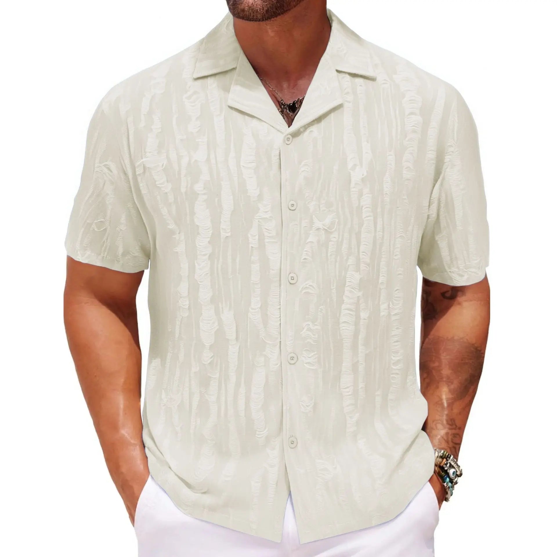 2026 Men's Summer Shirts Top Solid Turn-Down Collar Short Sleeve Shirt for Men Loose Half Sleeved Non Ironing T-shirt Male New