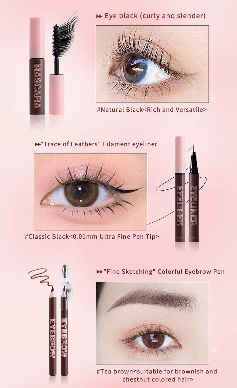 Gift Box 9-piece Lipstick Powder Mascara Eyebrow Pencil Set