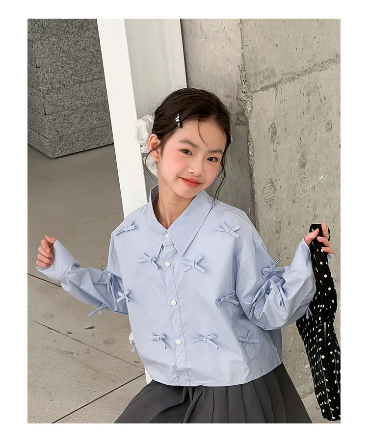 Girls' shirts spring clothes girls' big children's Korean style super beautiful children's clothes girls' unique and beautif