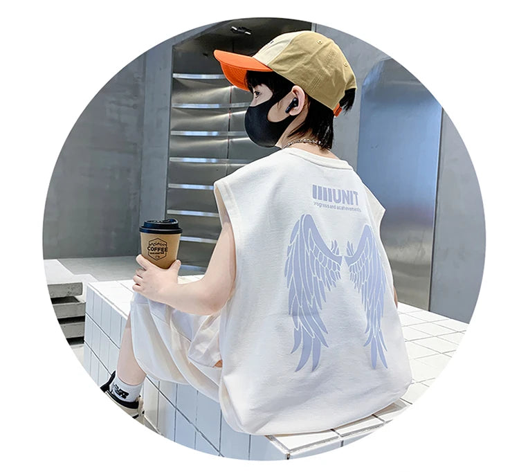 Teenage Summer Tracksuit for Boy with Shorts Tshirt 2 Piece Top and Bottom Clothes Set Kids Child Casual Cotton Outfit Suit Wear