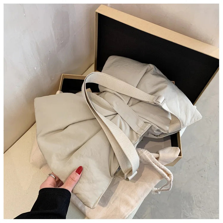 Soft Nylon Women's Portable Shoulder Bag Large Capacity Female Commute Crossbody Bags Simple Design Ladies Tote Purse Handbags