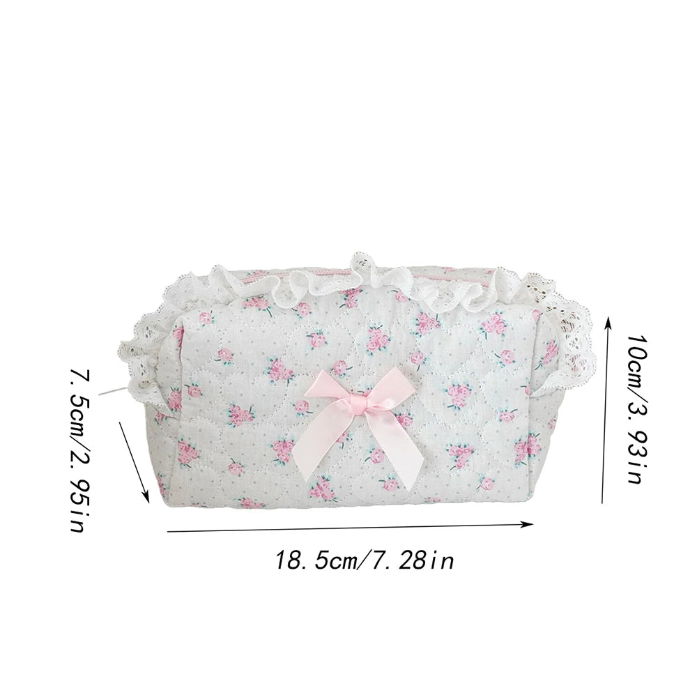 Wholesale Flower Women Lace Small Makeup Bag Travel Organizer Cosmetic Handbag Pouch Gilrs Cute Bow Square Zipper Wallet Bags