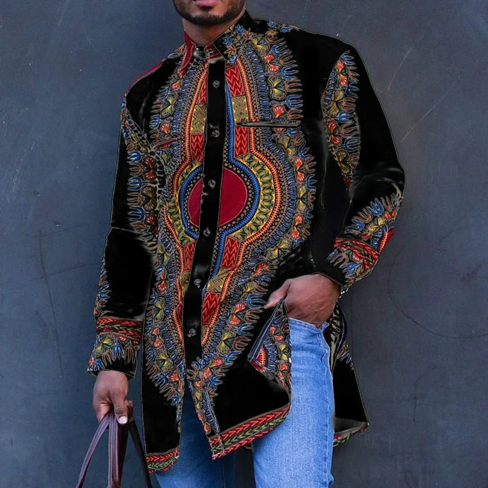 2026 Summer Fashion African Shirts for Men Slim Casual Shirt Tops Patchwork Design Ethnic Style Traditional Men's Clothing S-5XL