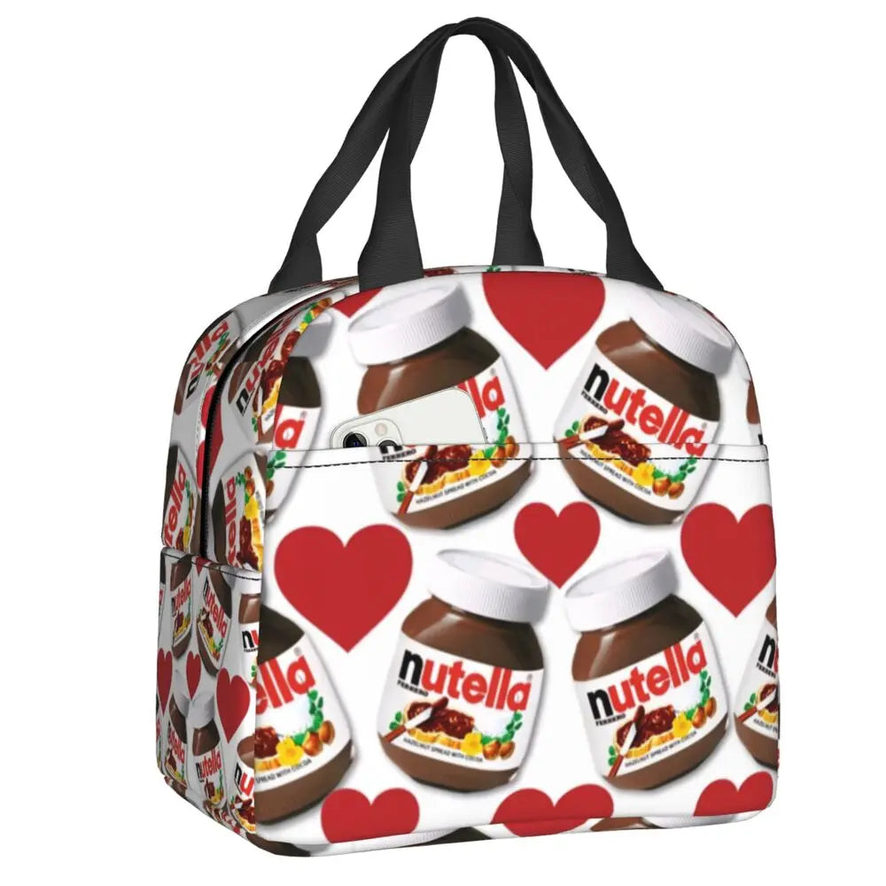 Custom Italy Nutellas Thermal Insulated Lunch Bag Women Portable Lunch Container for Outdoor Picnic Storage Food Box
