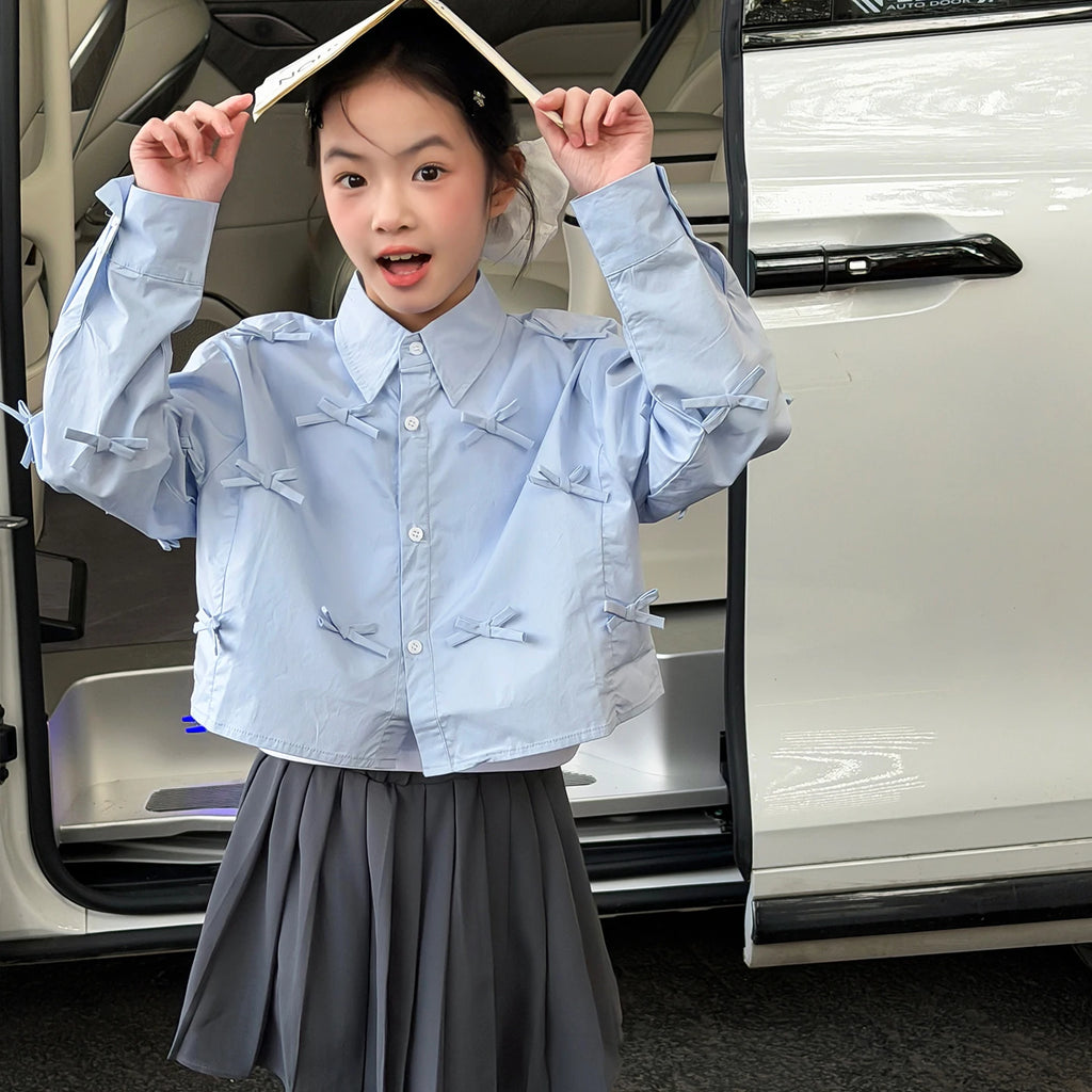 Girls' shirts spring clothes girls' big children's Korean style super beautiful children's clothes girls' unique and beautif