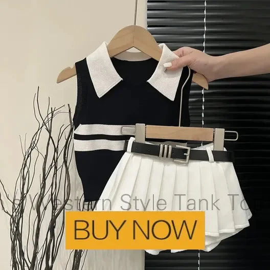 Girls Summer Clothes Girls Clothes 2 To 8 Years Cute Girls' 2-Piece Set with 3D New Letter Top and Ruffle Skirt for Summer