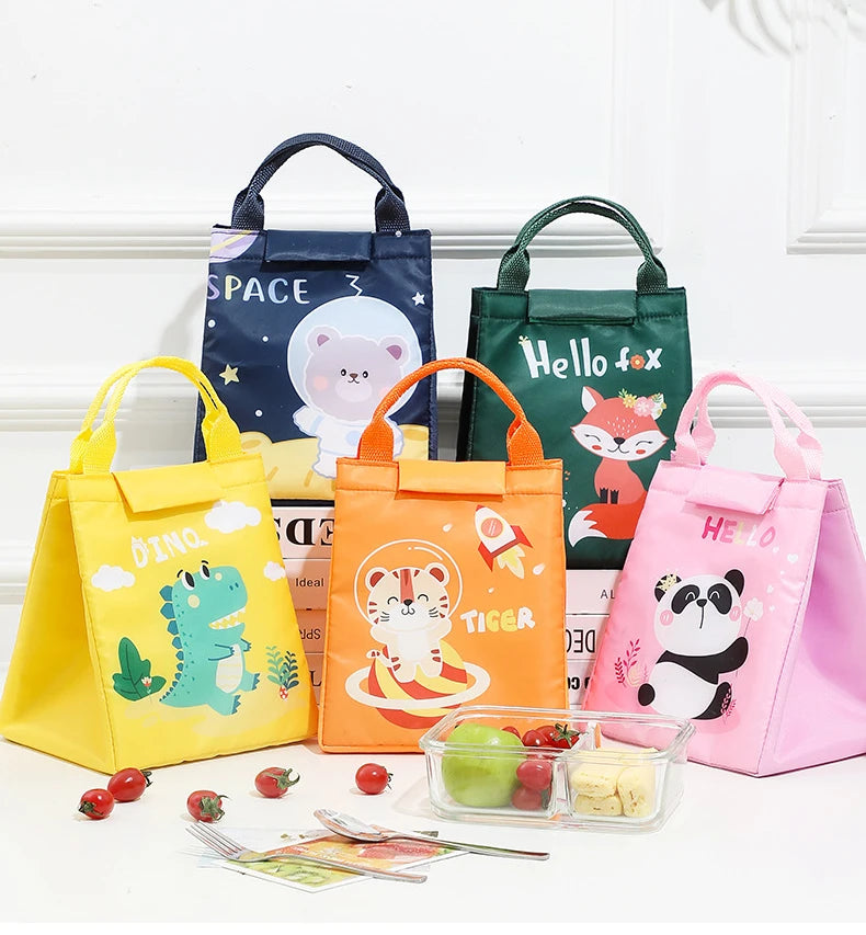 Kids Lunch Bag for School Portable Thermal Bag Children Cartoon Insulated Lunch Bag Cooler Bento Pouch Dinner Container Handbags