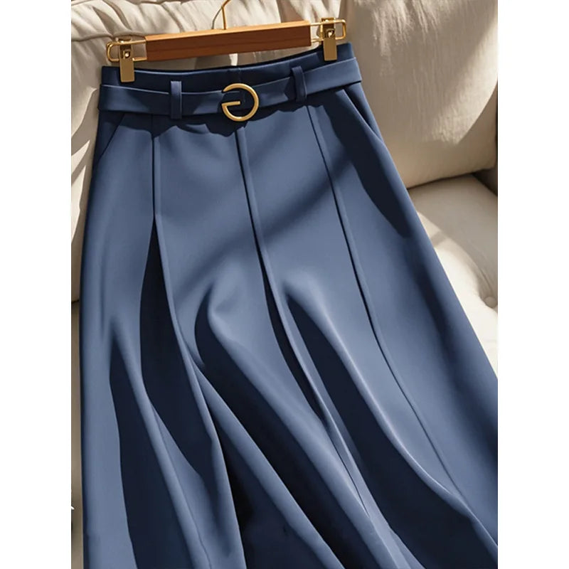 Elegance Navy Luxury Skirts For Women Spring Autumn High-end A-line Mid-length Skirts Fashion Suit Skirt Office Lady Skirt