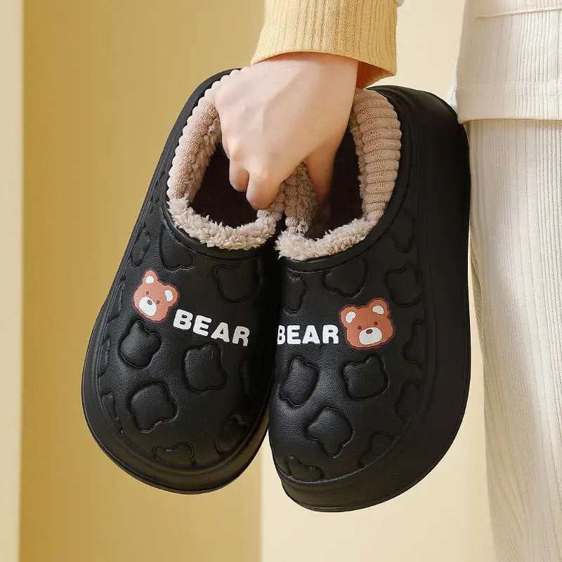 Waterproof Cotton Slippers for Women Men Winter Outdoor Indoor Home Plush Warm Thick Sole Anti slip Cotton Shoes for Couple