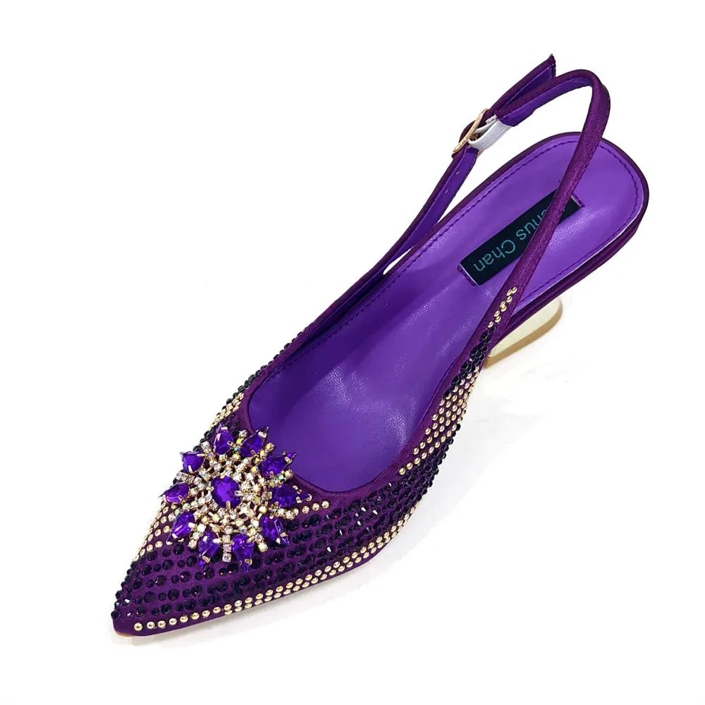 Nigeria Fashion Rhinestone-encrusted Ladies Party Shoes And Special bags High Heels And Dual Purpose Bag Women's Shoes