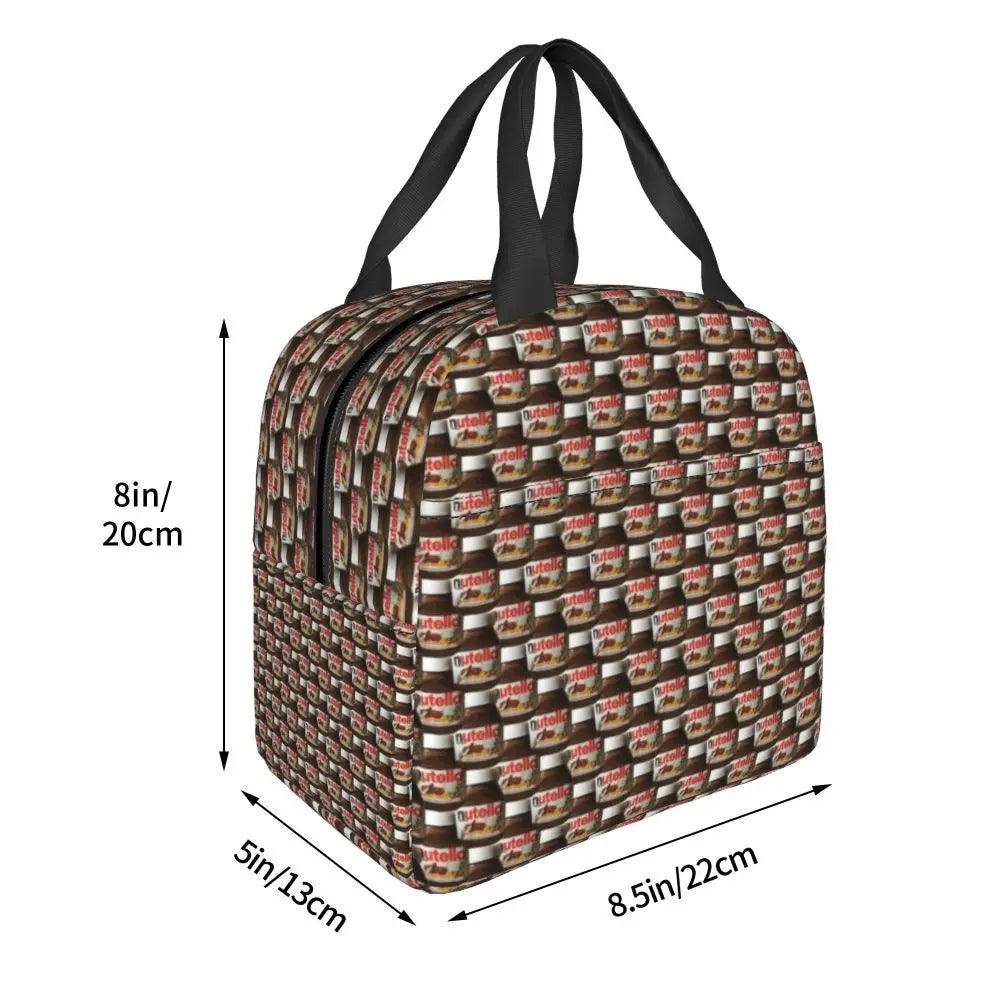 Custom Italy Nutellas Thermal Insulated Lunch Bag Women Portable Lunch Container for Outdoor Picnic Storage Food Box