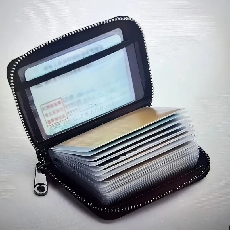 Men's ultra-thin RFID anti-theft zipper wallet multifunctional business card holder secure travel document manager