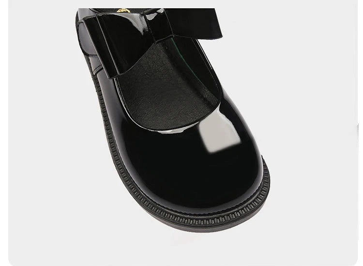 New Girl Leather Shoes Princess Kid Student School Causal Black Versatile Shoes Hook & Loop Children Glossy Mary Jane Autumn Hot