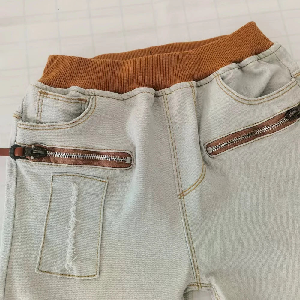 DIIMUU Kids Skinny Jeans Boys Denim Clothing Bottoms Casual Trousers Children Clothes Pants Infant Toddler Garments Jean