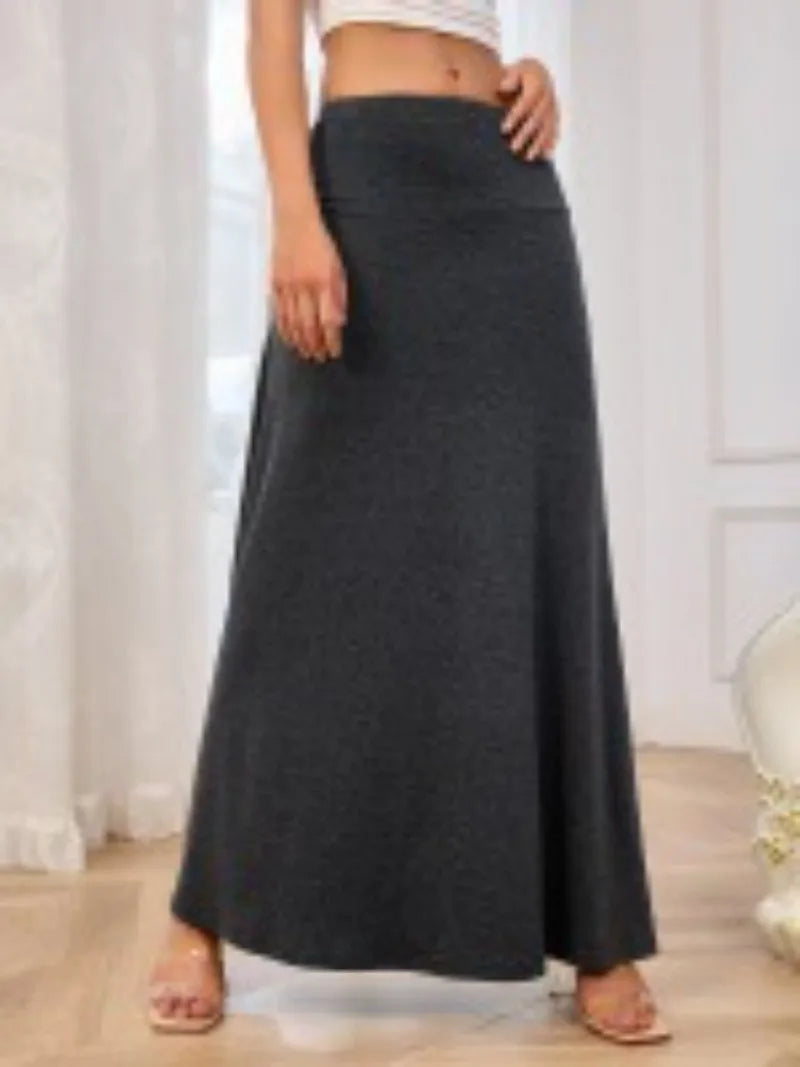KIDCRKJ Long Skirt Women Autumn 2026 New Skirts Knitted Solid Urban Office Lady Fashion Clothes High Waist Maxi Skirts Faldas