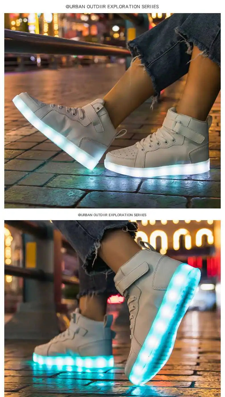 Kid Shoes Boy Girl Children Women Men Spring Summer Fashion Casual Sport Sneakers Led Light Up Dance Boots