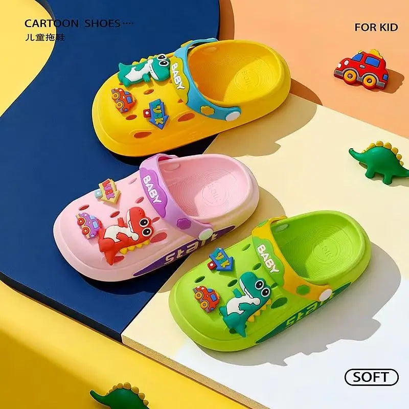 New summer children's sandals for boys and girls aged 3 to 12, cute bear, anti-slip, headband, double-wear children's slippers