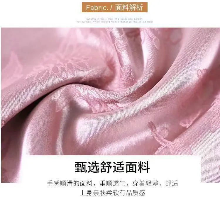 Premium Satin Blouse Women Spring Age-Reducing Print Loose Long Sleeve Top Fashion Elegant Collar Shirt