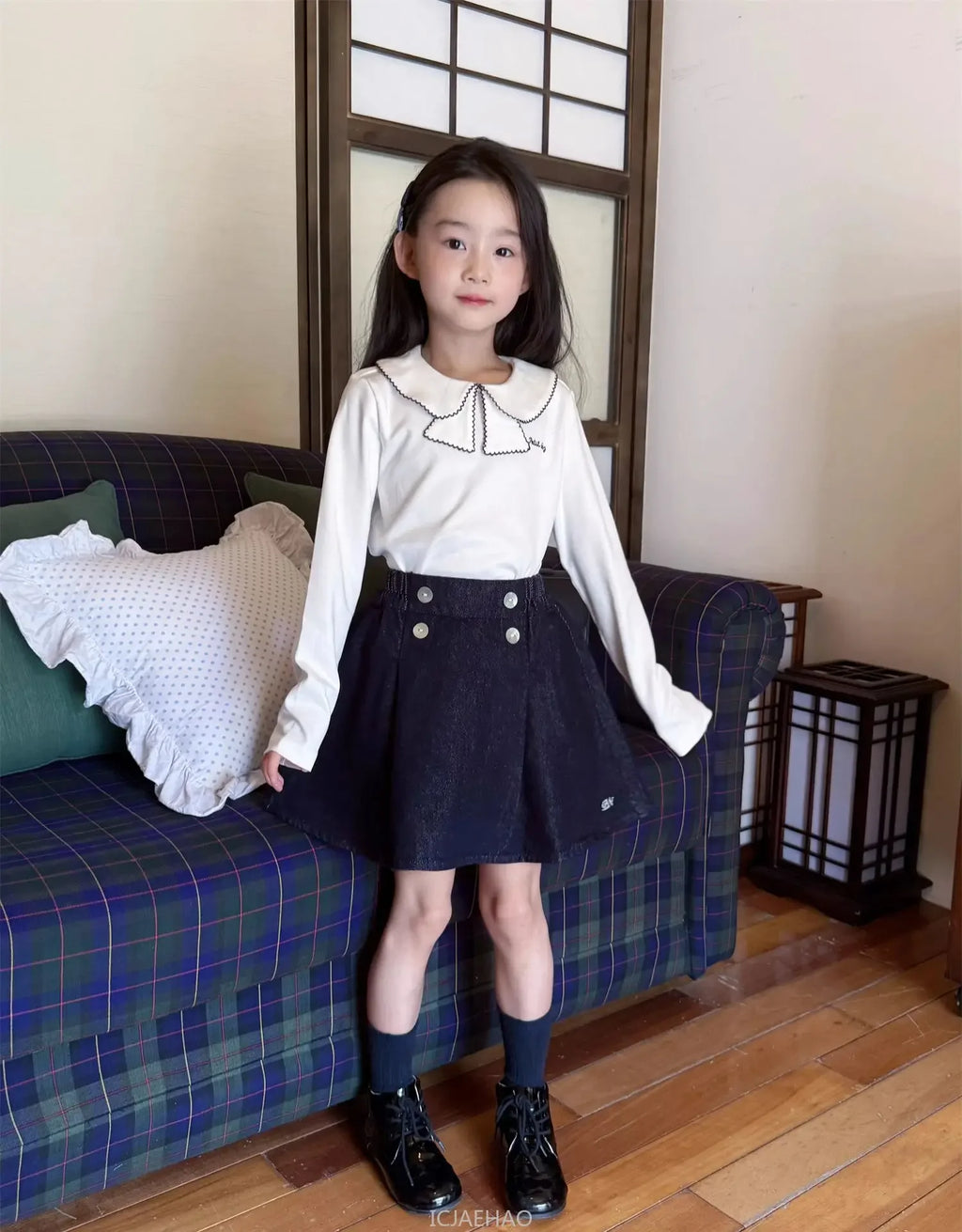 Teen Girl Clothes Waist Shell Button Denim Skirt and Top Kids Versatile Casual Outfits Children Costumes Vintage Girls Elastic