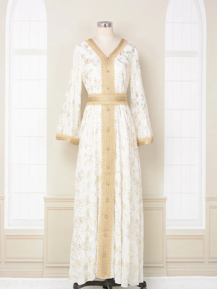 Summer Elegant Print Dress for Women Muslim Abaya Long Dress Dubai Party Evening Dress Islamic Turkey Kaftan Femme Vestidos Robe