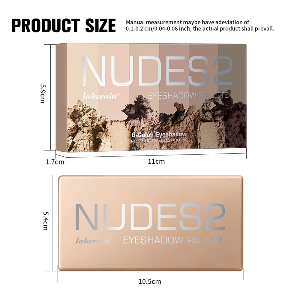 Nudes2 Eyeshadow Palette Rich Pigment Neutral Shades Long-Lasting Eye Makeup Blendable Color Matte Nudes Eyeshadow Palette