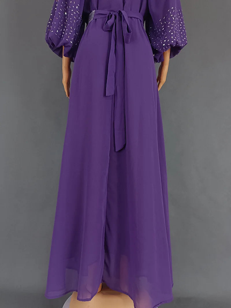 Summer African Dresses for Women Elegant African Half Sleeve O-neck Polyester Long Maxi Dress Gowns Kaftan Muslim Abaya Outfits