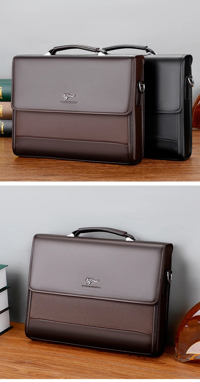 Executives Briefcase For Men PU Leather Designer Business Fashion Handbag Shoulder Messenger Male Organizer for Documents Bag