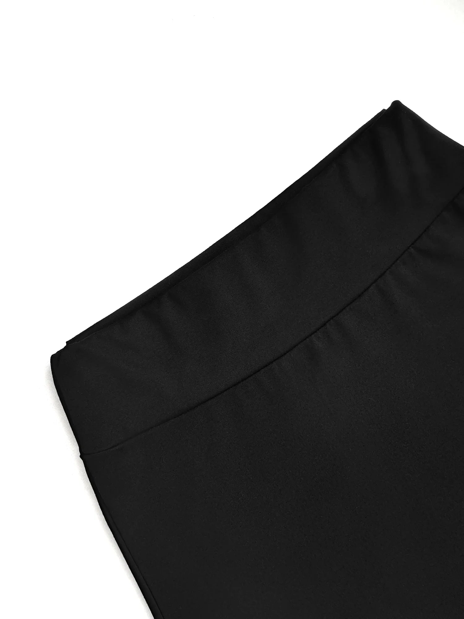 Mature Style Women 2Pcs Outfit, Ribbed Square Neck Crop Top + High Waist Draped A-Line Maxi Skirt