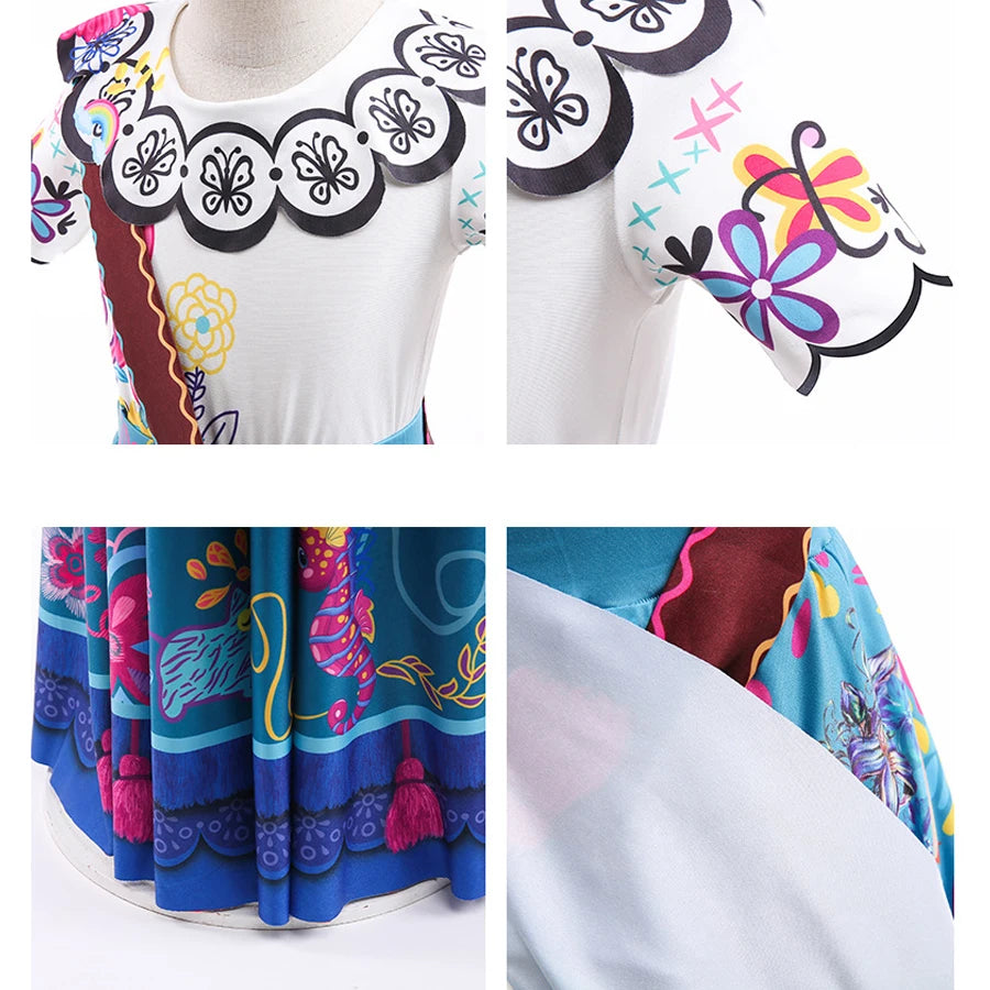 teens Girls Encato Costume with bag headband Charm Princess Dress Seit Kids Mirabel Carnival performance Birthday Party Clothing
