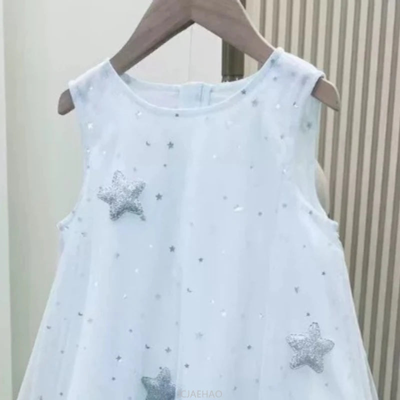 Teen Girl Clothes 2025New White Summer Girls  Flower Girl Birthday Outfit Vestido Princess Dress with Wings Kids Party Gown
