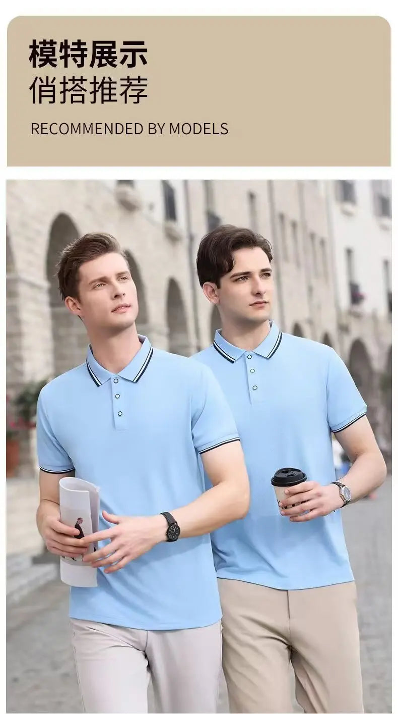 Golf men's collar knitted polo shirt, business casual men's short sleeved summer new clothing