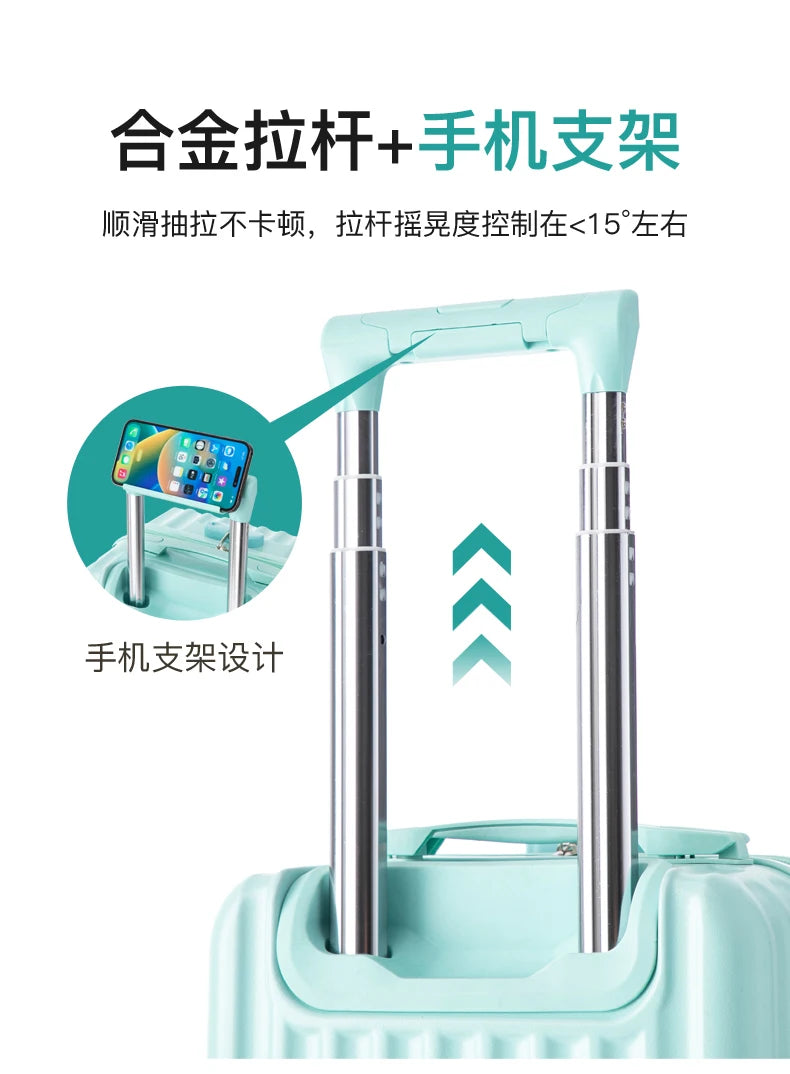14 Inch Portable Luggage with 3 Extension Handles Carry-On Bag Lightweight Travel Suitcase with Cup And Phone Holder Suitcase