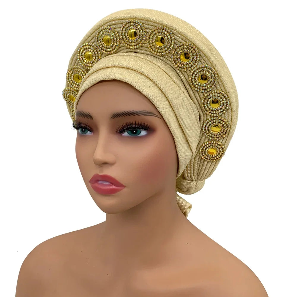 Nigeria Wedding Geles Party Headpiece Turbante Mujer Fashion African Auto Gele Headtie Women's Head Wraps