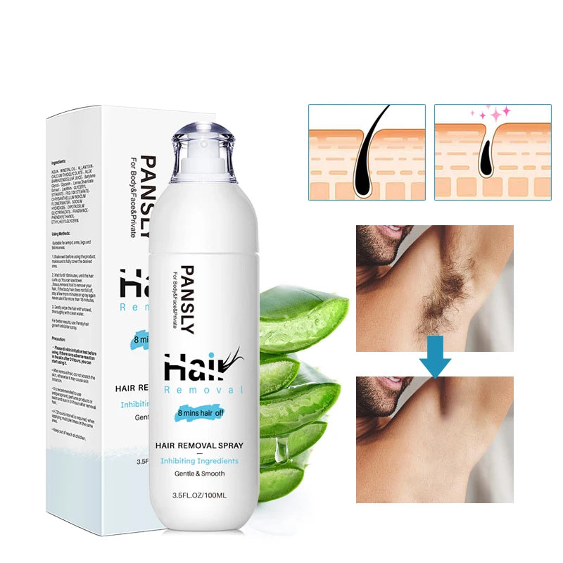 100ML Hair Removal Spray Intimate/Private Pubic And Bikini Area Painless Depilatory Inhibits Hair Growth Skin Silky Smooth