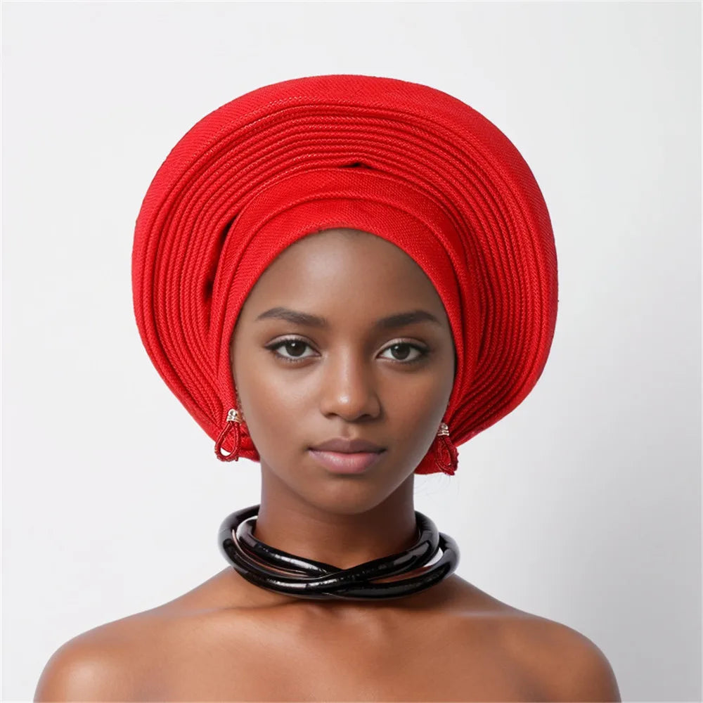 Nigeria Head Ties Wedding Party Headgear Elegant African Headtie Turban Already Made Women's Auto Gele Female Head Wraps