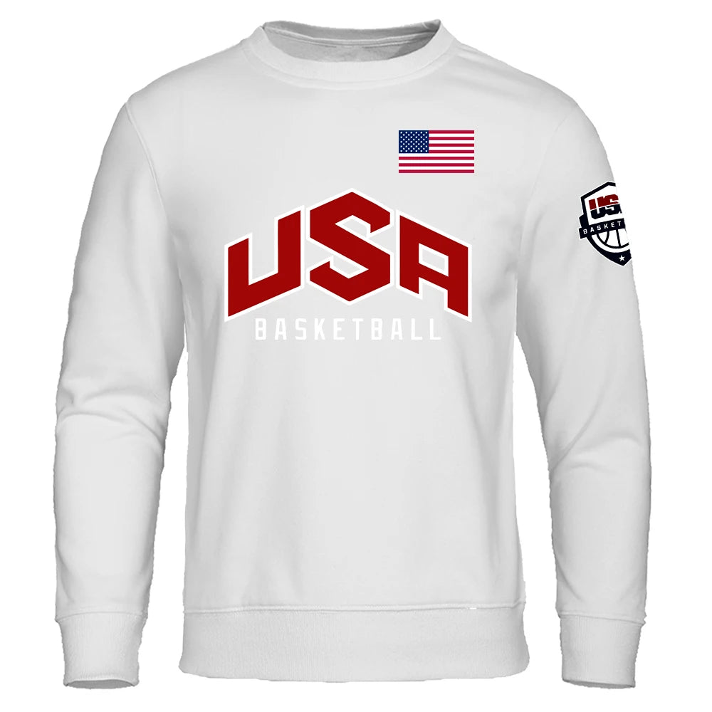 Basketball U S A Streetwear Printing Men Sweatshirt O-Neck Pullover Hoody Fashion Casual Clothing Loose Oversized Tracksuit Man