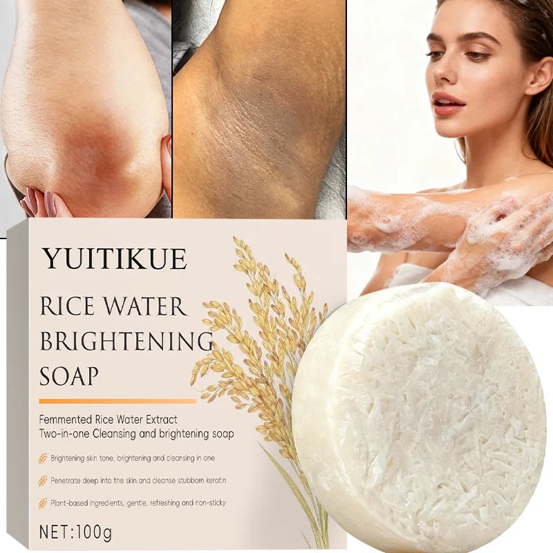Rice Water Brightening Soap - 2-in-1 Cleansing and Brightening Soap, gentle, refreshing, and non-greasy