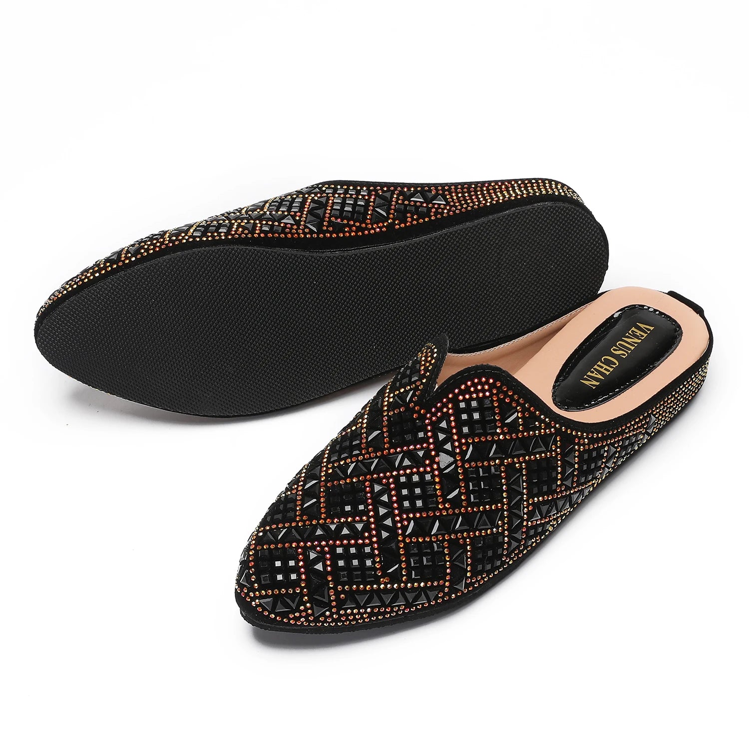 2025 Latest Design Nigeria Silver Color Half Shoes Elegant Flat Shoes for Woman Fashion Comfortable Party Slippers